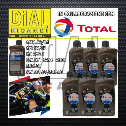 OLIO MOTORE TOTAL CLASSIC 7 10W40 (EX GTS) Lt.6 LITRO oil engine A3 B4 MB 229.1 acquista online