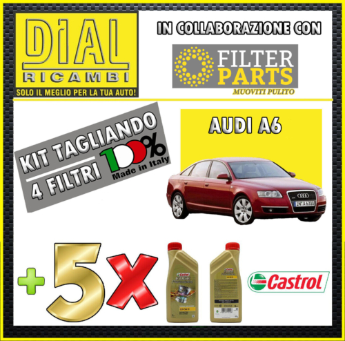 Kit Tagliando Filtri + Olio A6 4F, C6 2.0 TDi 100KW 136PS/HP  BNA, BRF, BVG,CAGB acquista online